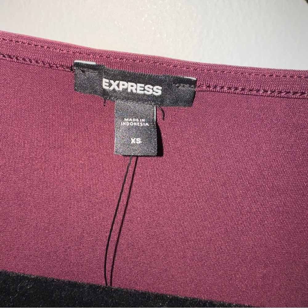 Express Long Sleeve Draped Surplice Bodysuit Burgundy Wine Size‎ XS NWT - Picture 3 of 6